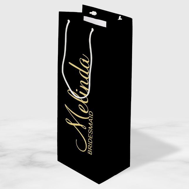 Sac Cadeau Pour Bouteille Bridesmaitres personnalisées Black et Gold moderne (Créateur téléchargé)