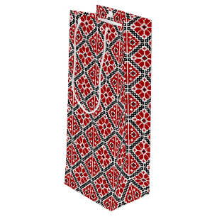 Sac Cadeau Pour Bouteille Broderie Ethnique Slave, Traditionnelle Balkanique
