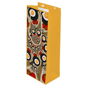 Sac Cadeau Pour Bouteille Brunch Fractal Art Drôle Nourriture, Tomates, Oeuf