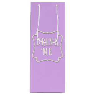 Sac Cadeau Pour Bouteille "Buvez-Moi" Wonderland Tea Party Purple
