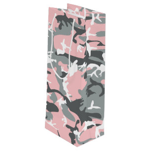 Sac Cadeau Pour Bouteille Camouflage rose et gris, Militaire, Armée