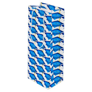 Sac Cadeau Pour Bouteille capuchons de graduation bleu avec gode or