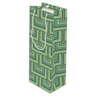Sac Cadeau Pour Bouteille Carrés écailles vert olive motif