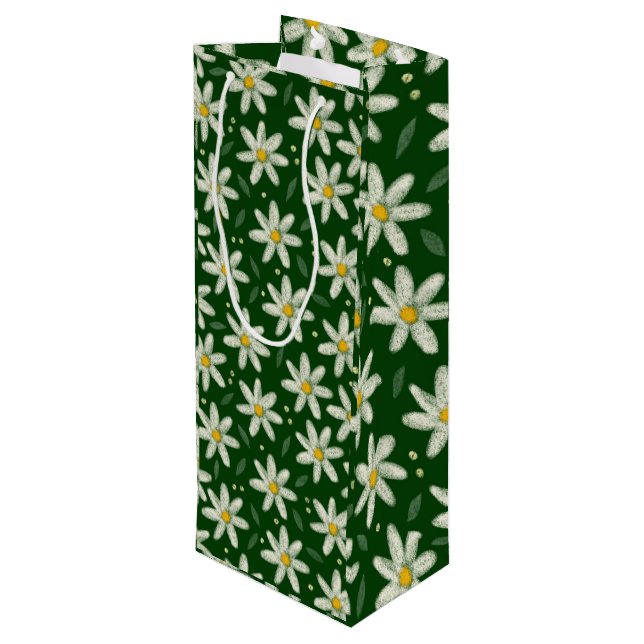 Sac Cadeau Pour Bouteille Champ de marguerites (Dos Angle)