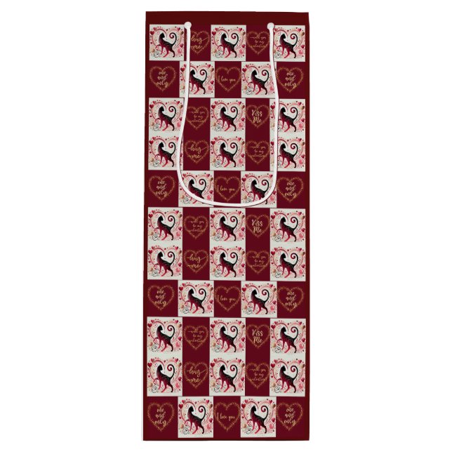 Sac Cadeau Pour Bouteille Chat Maroon - Papier d'enveloppement (Devant)