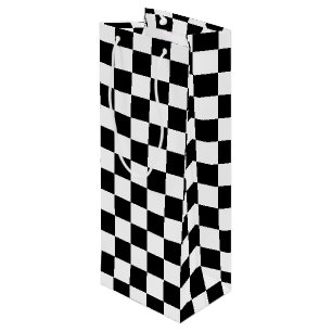 Sac Cadeau Pour Bouteille Checkered noir