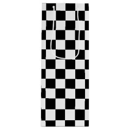 Sac Cadeau Pour Bouteille Checkered noir