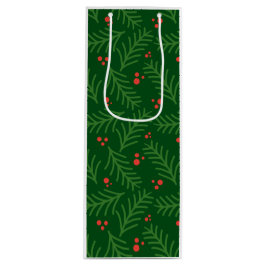 Sac Cadeau Pour Bouteille Christmas Greenery Berries Artisan Modern Holiday