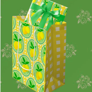 Sac Cadeau Pour Bouteille Citrons jaunes rétro