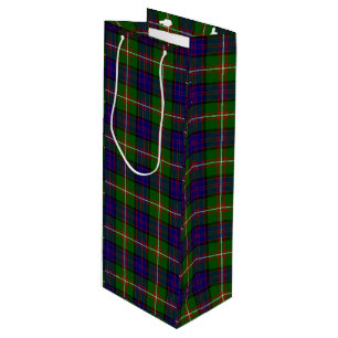 Sac Cadeau Pour Bouteille Clanranald tartan bleu vert plaid