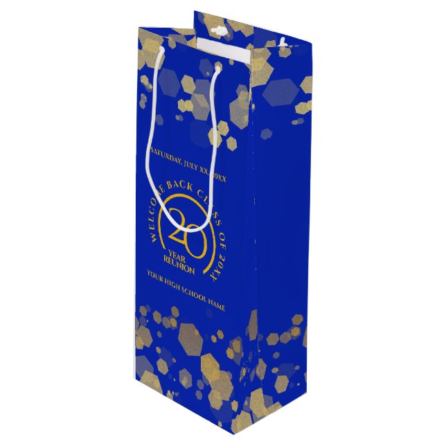 Sac Cadeau Pour Bouteille Classe école Blue & Gold Reunion (Devant Angle)