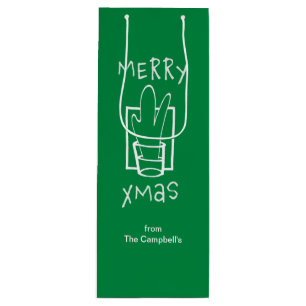 Sac Cadeau Pour Bouteille Cliquots scintillants de Noël