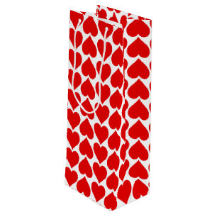 Sac Cadeau Pour Bouteille Coeurs rouges Motif, Romantique, Amour