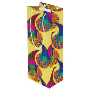 Sac Cadeau Pour Bouteille Confetti coloré abstrait Paisley Arc-en-ciel goutt