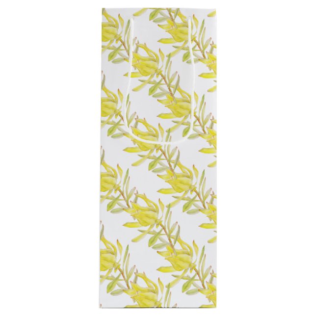 Sac Cadeau Pour Bouteille Couleur d'eau jaune leucadendron (Devant)
