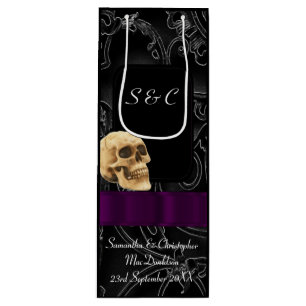 Sac Cadeau Pour Bouteille Crâne gothique noir foncé