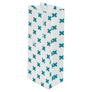Sac Cadeau Pour Bouteille Crochets turquoises sur blanc