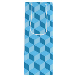 SAC CADEAU POUR BOUTEILLE CUBE BLEU CLAIR MOTIFS