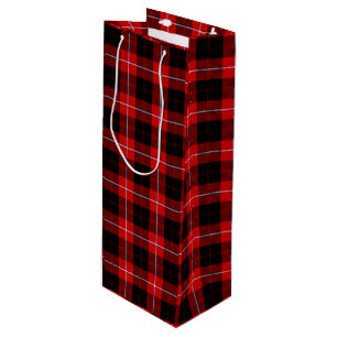 Sac Cadeau Pour Bouteille Cunningham Tartan rouge noir