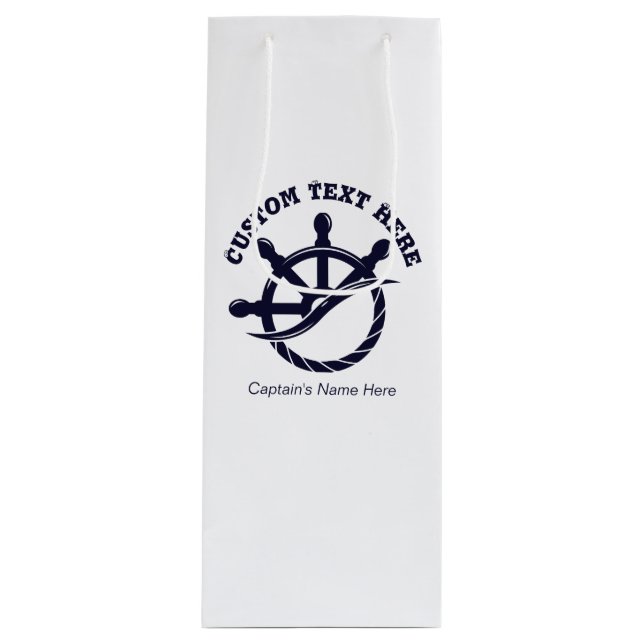 Sac Cadeau Pour Bouteille Custom Captain Boat Nautical Gift (Devant)