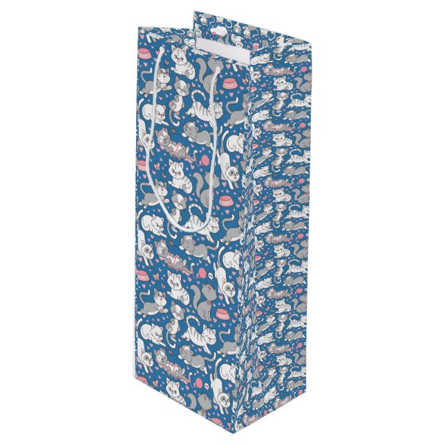 Sac Cadeau Pour Bouteille Cute Kitty Love (Devant Angle)