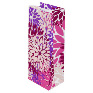 Sac Cadeau Pour Bouteille Dahlias violet rose Peach