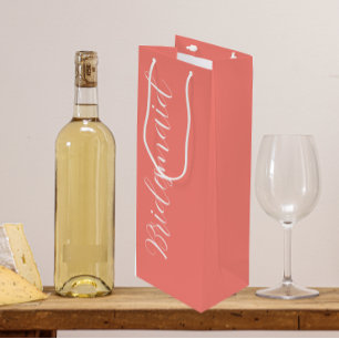 Sac Cadeau Pour Bouteille Demoiselle d'honneur de mariage en écriture stylis