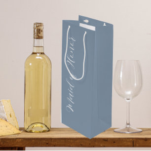 Sac Cadeau Pour Bouteille Demoiselle d'Honneur écriture stylisée bleu poussi