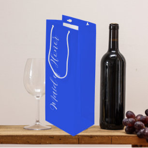 Sac Cadeau Pour Bouteille Demoiselle d'Honneur en écriture stylisée bleu roy