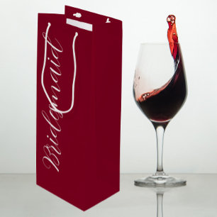 Sac Cadeau Pour Bouteille Demoiselle d'honneur Rouge Canneberge Écriture Sty