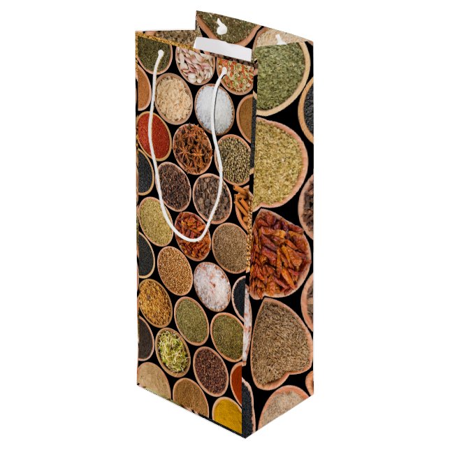 Sac Cadeau Pour Bouteille Diverses épices et ingrédients alimentaires (Dos Angle)
