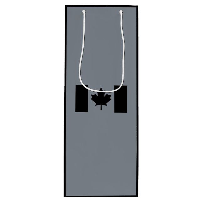Sac Cadeau Pour Bouteille Drapeau canadien à déco noire (Devant)