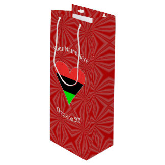 Sac Cadeau Pour Bouteille Drapeau du cœur de la diaspora africaine Texte per