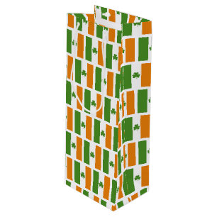 Sac Cadeau Pour Bouteille Drapeau irlandais de la Saint Patrick avec Shamroc