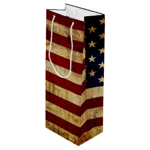 Sac Cadeau Pour Bouteille Drapeau USA / Grunged