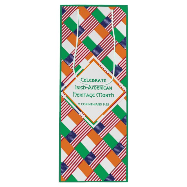 Sac Cadeau Pour Bouteille Drapeaux patriotiques irlandais américains (Devant)
