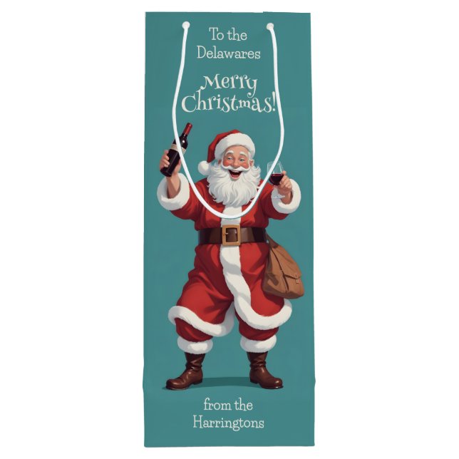 Sac Cadeau Pour Bouteille Drôle Drunk Père Noël (Dos)