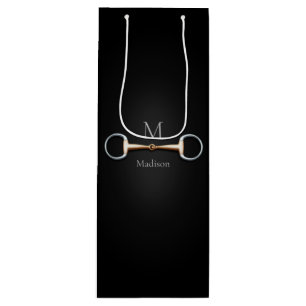 Sac Cadeau Pour Bouteille Eggbutt Snaffle Bit Horse Nom et monogramme
