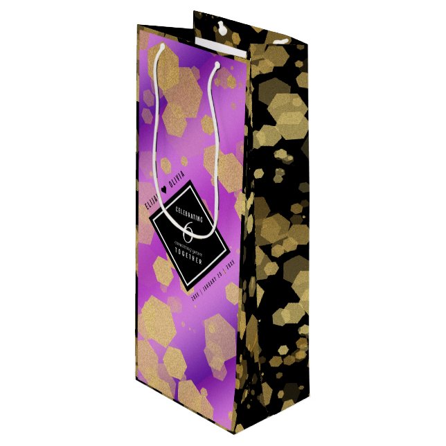 Sac Cadeau Pour Bouteille Élégant 6ème anniversaire de Mariage d'Améthyste (Devant Angle)