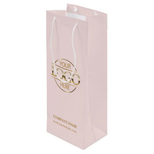 Sac Cadeau Pour Bouteille Élégant Blush Pink Entreprise Logo d'entreprise