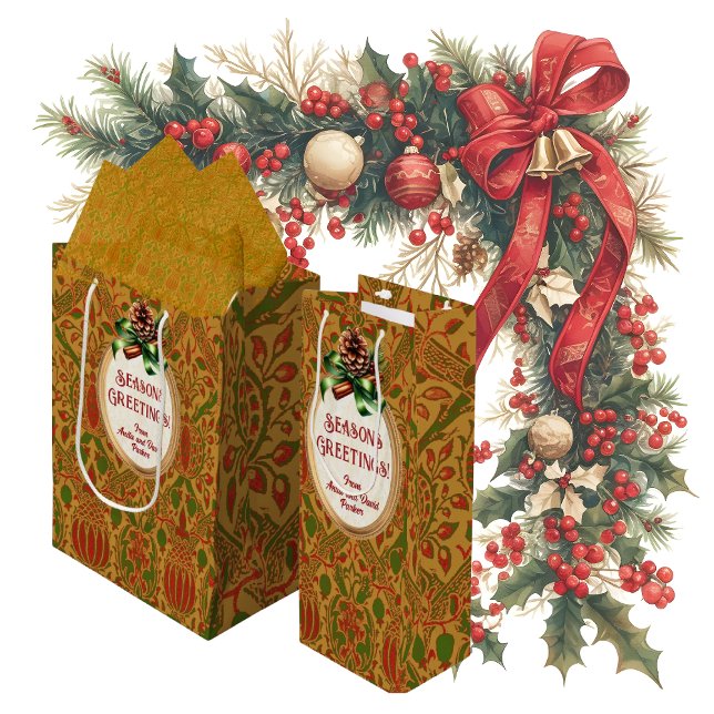 Sac Cadeau Pour Bouteille Élégant classique William Morris Personnalisé (Personalize these gift bags for easy gift giving!)