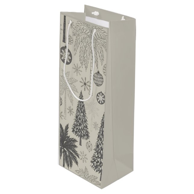 Sac Cadeau Pour Bouteille Elegant Winter Snowflake Monochromatic Christmas (Devant Angle)