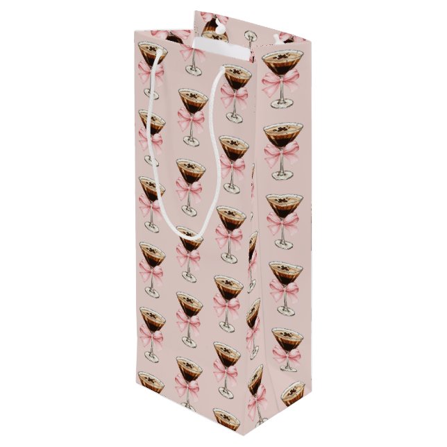 Sac Cadeau Pour Bouteille Espresso Martini Pattern Pink (Dos Angle)