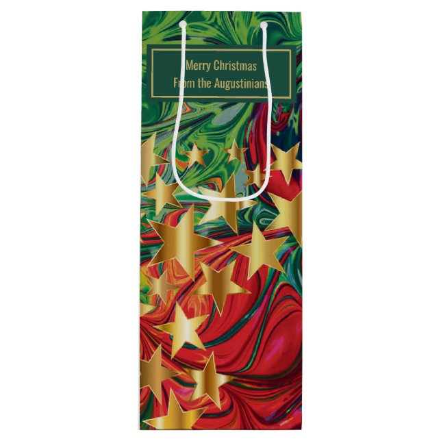 Sac Cadeau Pour Bouteille ÉTOILES DE NOËL Personnalisées (Devant)