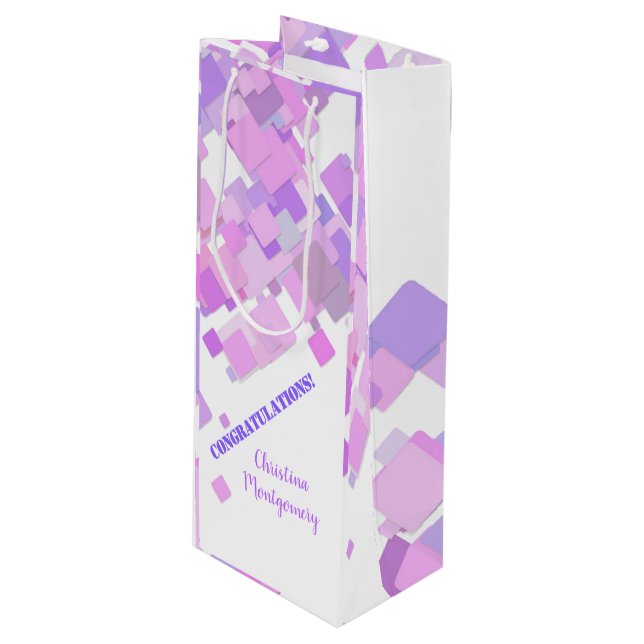 Sac Cadeau Pour Bouteille Félicitations Pastel Purple Géométrique Abstrait (Devant Angle)