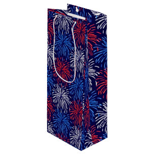 Sac Cadeau Pour Bouteille Feu d'artifice patriotique
