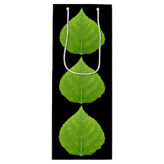 Sac Cadeau Pour Bouteille Feuille d'Aspen vert #11