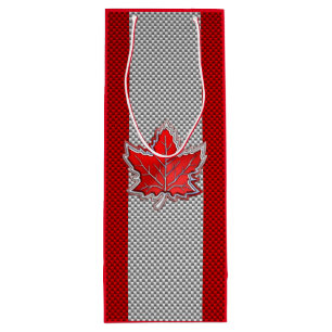 Sac Cadeau Pour Bouteille Feuille d'érable de chrome canadienne sur les styl