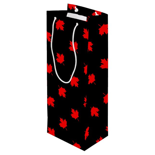 Sac Cadeau Pour Bouteille Feuille d'érable du chalet canadien (Dos Angle)