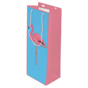 Sac Cadeau Pour Bouteille Flamingo rose pâle